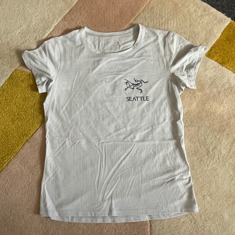NWT Small women’s Taema Tee - tech t-shirt - light gray - Arc’teryx “Seattle” - Picture 4 of 6